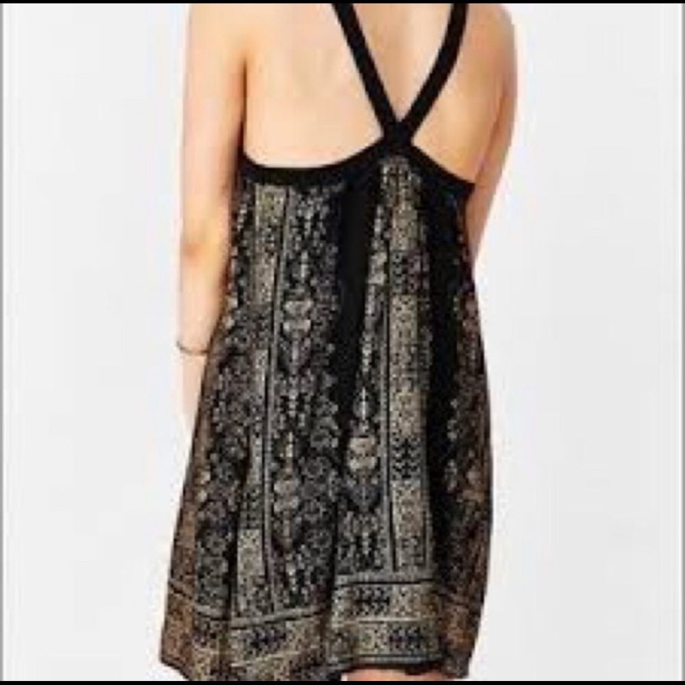 UO ecote mini dress gold and black size medium - Picture 2 of 9